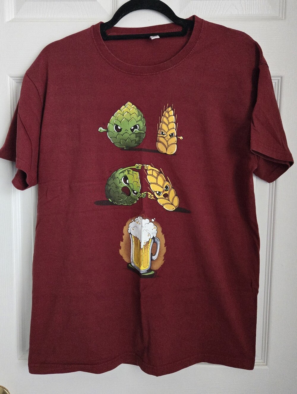 Maroon Hops & Barley Beer Unisex T-Shirt